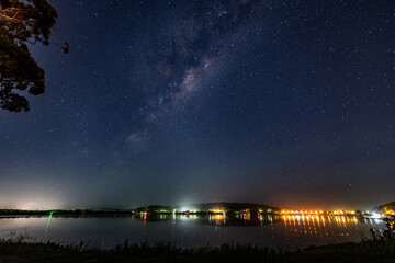 Stars and milky way waterscape