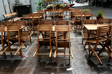 empty beer garden or schanigarten