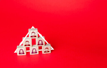 Hierarchical pyramid concept. Society or business ranking system. Superiors and subordinates...