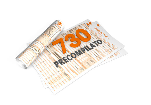 3D rendering precompiled  "modello 730" tax declaration income