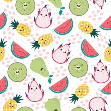 Cutie fruity colorful seamless pattern