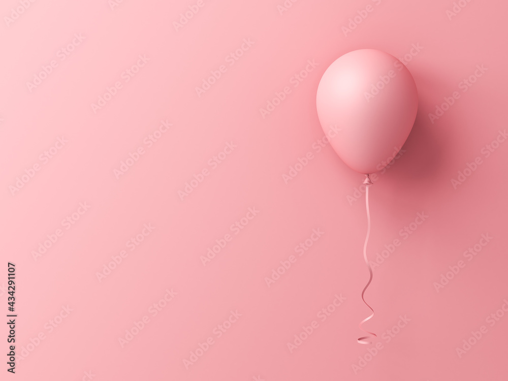 Aufkleber sweet pink pastel color balloon isolated on pink wall background with shadow minimal conceptual 3d r