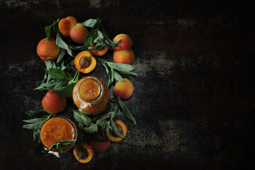 Fresh apricot smoothie with mint. Refreshing summer detox drink.