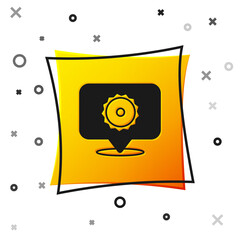 Obraz premium Black Circular saw blade icon isolated on white background. Saw wheel. Yellow square button. Vector