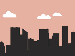 Fototapeta na wymiar Pixel city, pixel art city. Pixel art background. 8bit Pixel art