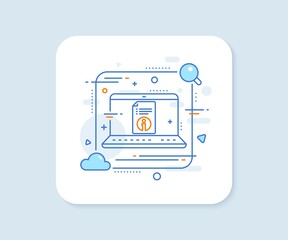 Technical information line icon. Abstract vector button. Instruction sign. Technical info line icon. Laptop concept badge. Vector