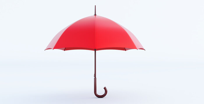 classic elegant opened red umbrella isolated on white background. 3D render