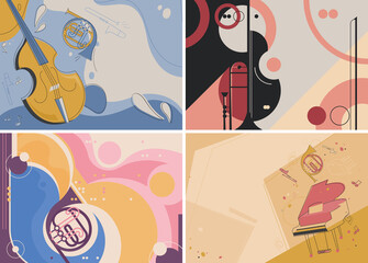 Collection of classical music banners. Flyer templates in different designs.