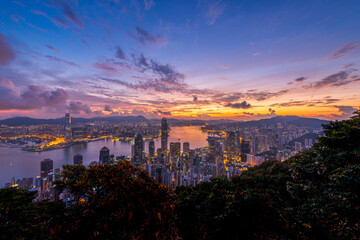 Fototapeta na wymiar Hong Kong Victoria Harbor at Dawn