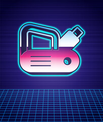 Retro style Electric planer tool icon isolated futuristic landscape background. 80s fashion party. Vector