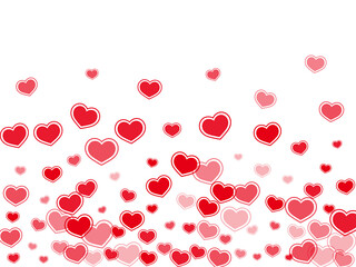 Beautiful red hearts falling vector illustration.