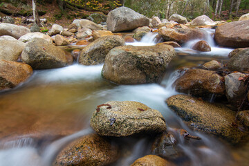 Long exposure of a river through rocks
