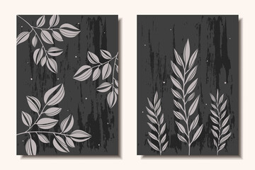 A set of posters with plants. Modern Art. Vector illustration.