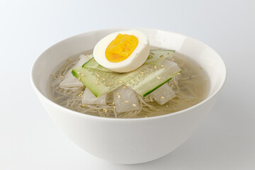 Cold noodles on a white background