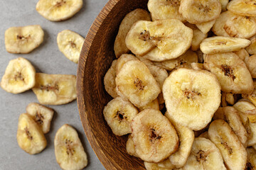 A sweet snack with dried sliced ​​bananas