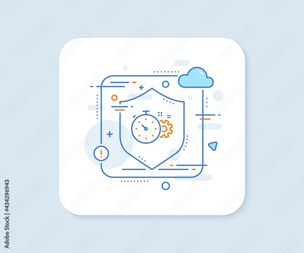 Poster cogwheel with timer line icon. abstract vector button. engineering tool sign. cog gear symbol. cogwh