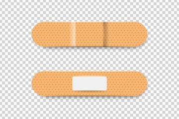 Vector realistic isolated bandage plasters on the transparent background.