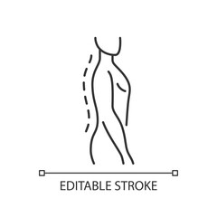 Standing posture correction linear icon. Improving upright position. Spine natural curvature. Thin line customizable illustration. Contour symbol. Vector isolated outline drawing. Editable stroke