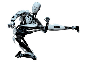 3D Rendering Male Robot on White