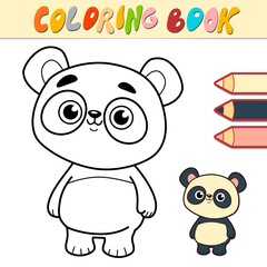 Coloring book or page for kids. Panda black and white