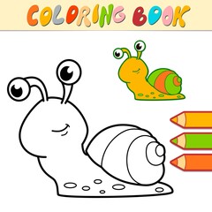 Coloring book or page for kids. snail black and white