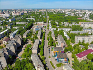 Aerial view of Gorky Street (Kirov, Russia)