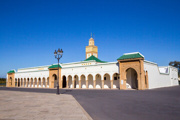 Fototapeta na wymiar Rabat, Morocco, Royal Palace. Royal Mosque. It is the residence of King Mohammed VI of Morocco, the center of the country's political and administrative life. It is located in the old part of Rabat - 