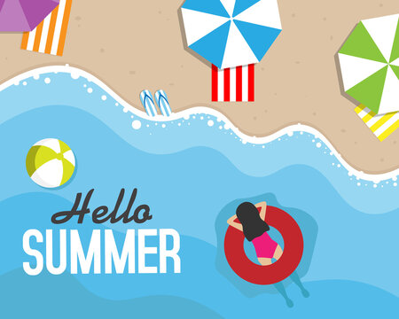 hello summer flat icon vector illustration design graphic
