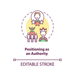 Positioning as authority concept icon. Business influence. Company CEO. Successful career promotion idea thin line illustration. Vector isolated outline RGB color drawing. Editable stroke
