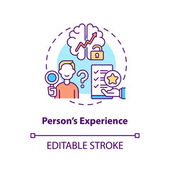 Person experience concept icon. Professional development and achievement. Career growth and success idea thin line illustration. Vector isolated outline RGB color drawing. Editable stroke