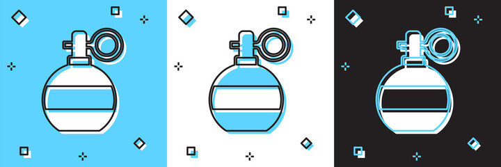 Set Hand grenade icon isolated on blue and white, black background. Bomb explosion. Vector