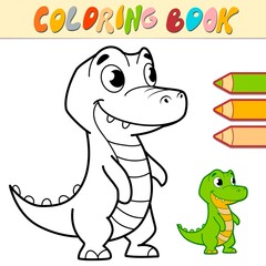 Coloring book or page for kids. crocodile black and white