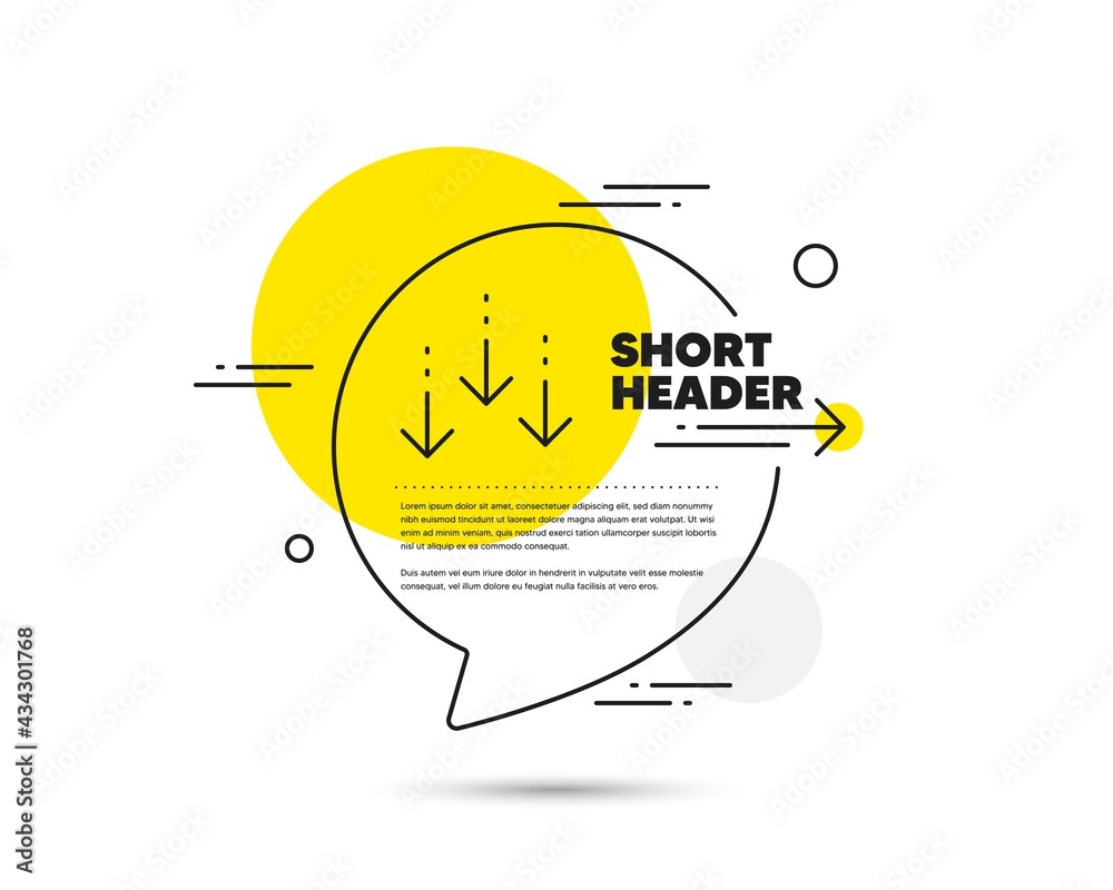 Aufkleber scroll down arrow line icon. speech bubble vector concept. scrolling screen sign. swipe page. scroll