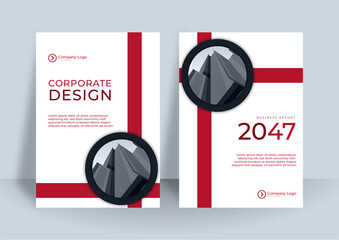 Set of business cover design template in red color for brochure, report, catalog, magazine or booklet. Creative vector background concept