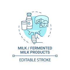 Milk or fermented milk products concept icon. Dairy products included in school caffeteria. Healthy eating idea thin line illustration. Vector isolated outline RGB color drawing. Editable stroke