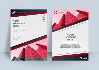 Red curve Vector business proposal Leaflet Brochure Flyer template design, book cover layout design, abstract business presentation template, a4 size design