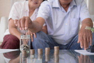 Portrait of mature man and his wife retirement Planning financial at home. Retirement Plan Retirement Planning Pension Concept