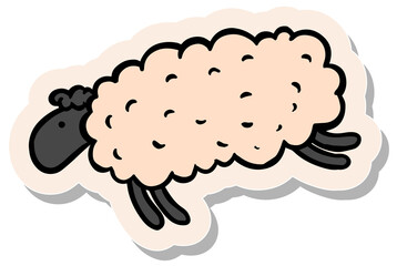 Hand drawn sticker style jumping sheep vector illustration