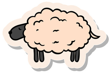 Hand drawn sticker style sleeping sheep vector illustration