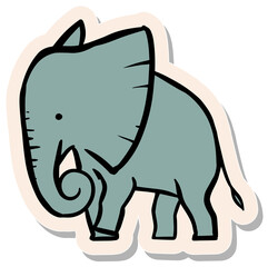 Hand drawn sticker style elephant vector illustration