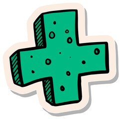 Hand drawn sticker style Plus sign vector vector illustration