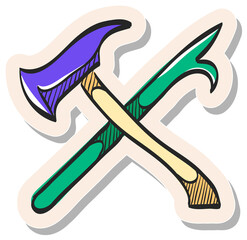 Hand drawn sticker style icon Fireman tools