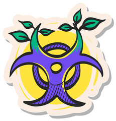 Hand drawn sticker style icon Biohazard leaves