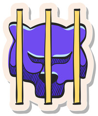 Hand drawn sticker style icon Caged animal