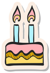 Hand drawn sticker style icon Birthday cake