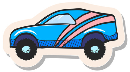 Hand drawn sticker style icon Rally car