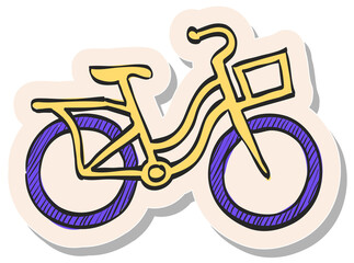 Hand drawn sticker style icon City bike