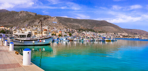 beautiful Greek islands - scenic Kalymnos with authentic beauty.Pothia capital city and port. Dodekanese, Greece