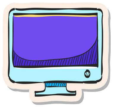 Hand drawn sticker style icon Desktop computer