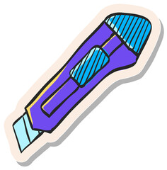Hand drawn sticker style icon Cutter knife